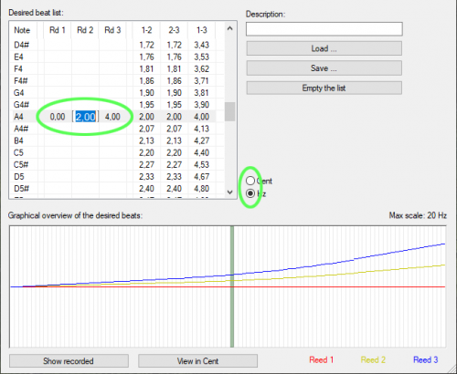 Beat lists can simply be created with the tuner using a table