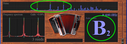 The tuner can measure two or three notes which are an octave apart at the same time