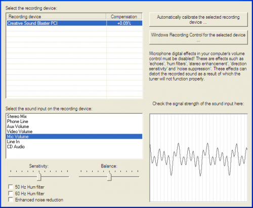 Select the sound input