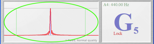 The frequency spectrum of the detected tone.