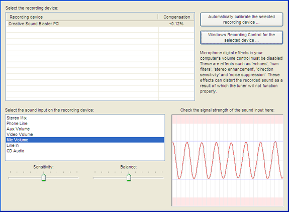 Select the sound input