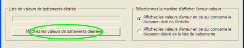 Dans l'écran des paramètres (Menu - Paramètres…), cliquez sur le bouton 'Modifier les valeurs de battement souhaitées…'.