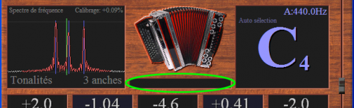 Cliquez sur le texte sous l'image de l'accordéon dans l'écran principal de l’accordeur