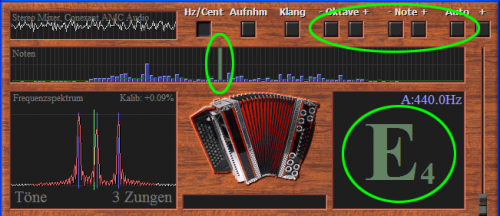 Manuelle Auswahl der zu analysierenden Note