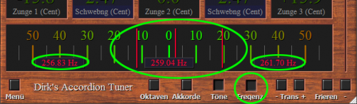 Die Stimmfehler mit den beweglichen Zeigern ablesen