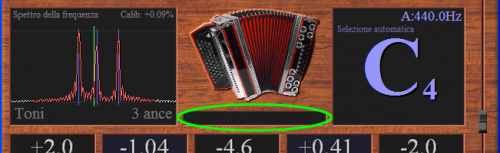 Fare clic sul testo sotto l'immagine della fisarmonica nella schermata principale dell'accordatore