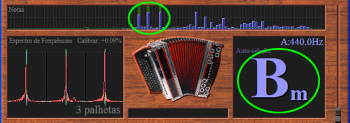 O sintonizador pode medir acordes que existem de três notas