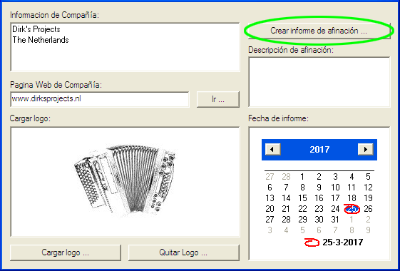 Creando reporte de afinación