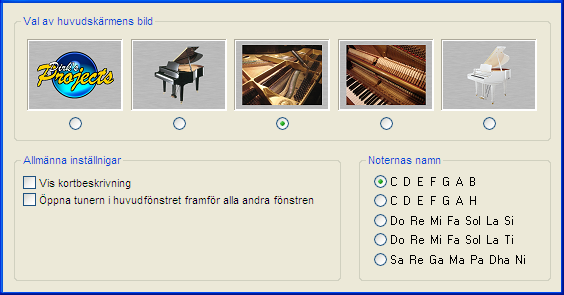 Inställningar av Pianotunern