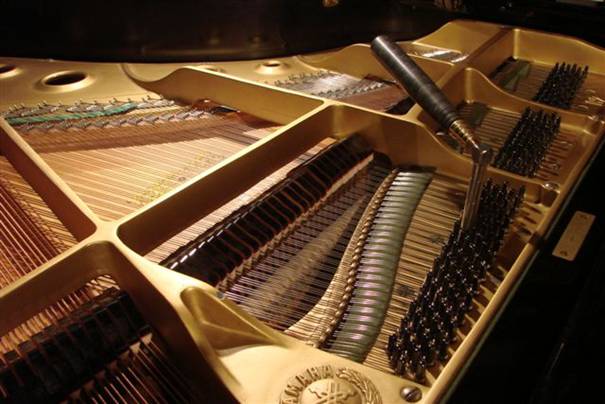 Strängarna i ett piano delas upp i tre sektioner